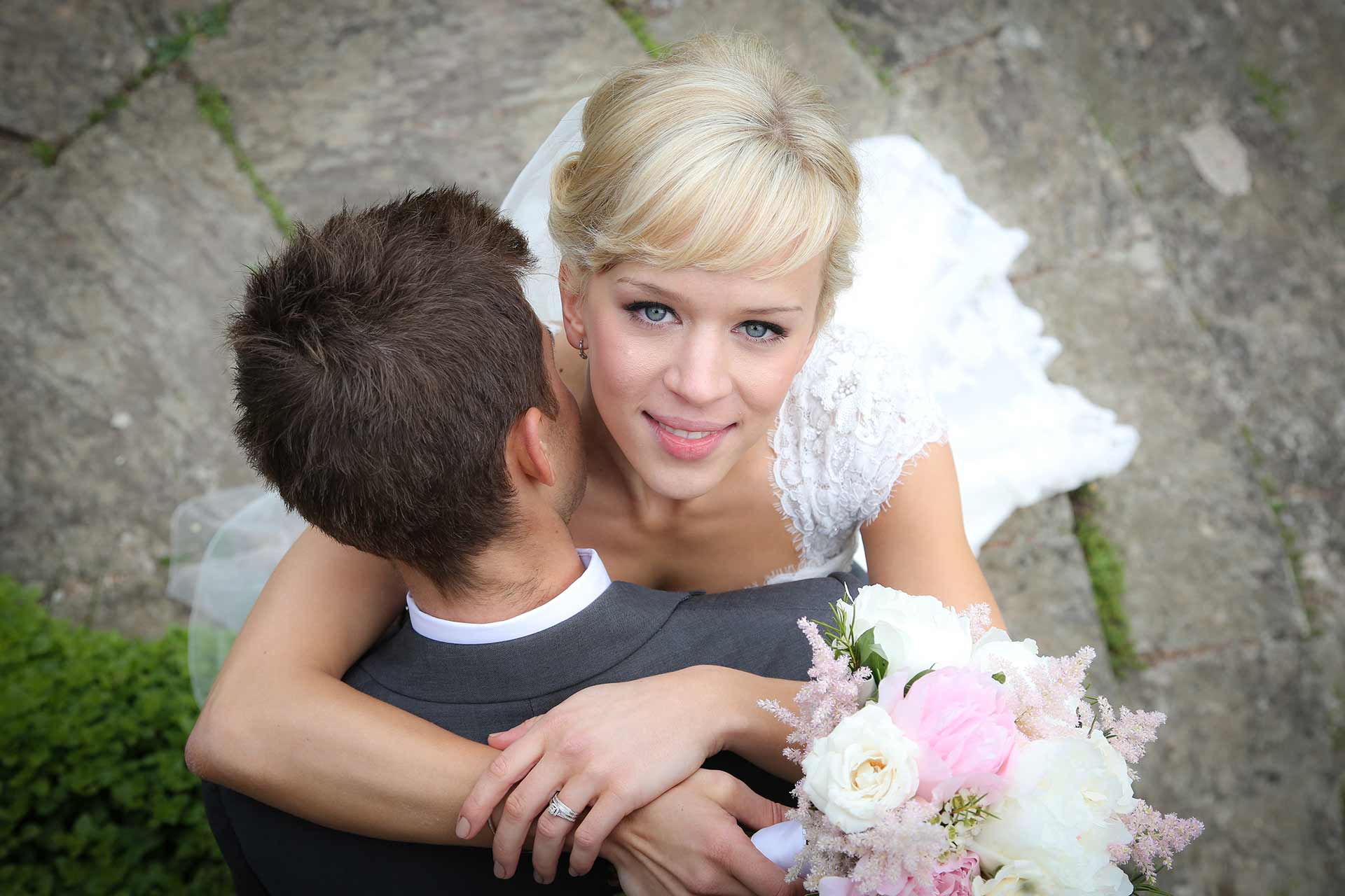 Bride and groom photographed at a Somerset wedding